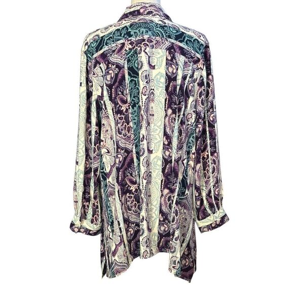 Chico's Tunic Size Extra Large Purple Button Down Boho Paisley Whimsygoth Artsy - Picture 3 of 8